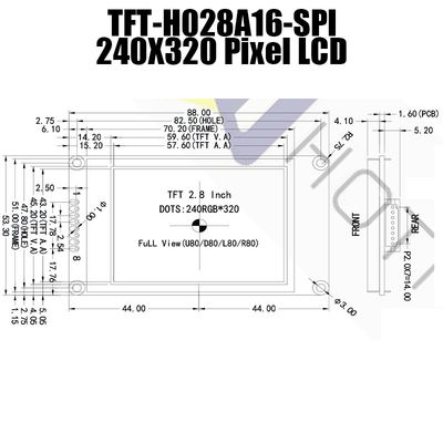 2.8 Inch 240x320 SPI TFT LCD Module ST7789V Sunlight Readable TFT028A16-SPI