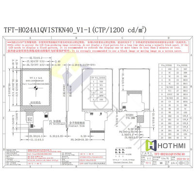 3.3V MCU Sunlight Readable TFT SPI 240x320 2.4 Inch TFT-H024A1QVIST8N40