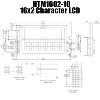Multipurpose 16x2 LCD Display , Yellow Green LCM Display Module HTM1602-10