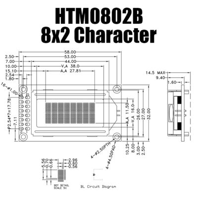Custom STN 8X2 Character LCD Display Yellow Green 16PIN Standard COB