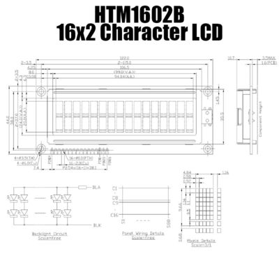 16x2 Medium LCD Character Display With Green Backlight HTM1602B