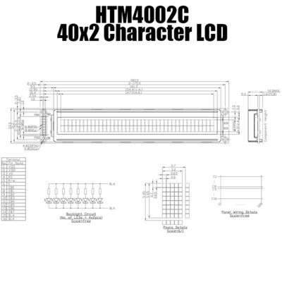 5V Industrial Character LCD Module Display 40x2 8 Bit HTM4002C