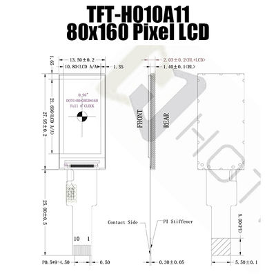 0.96 Inch Bar Type TFT LCD , SPI Sunlight Readable TFT 350cd/m2