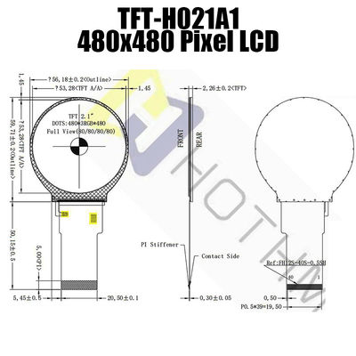 2.1 Inch RGB Bar Type Round TFT LCD Display 480x480 TFT-H021A1HQIST5N40