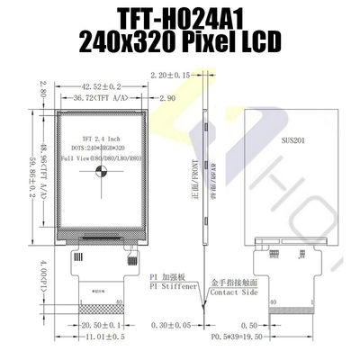 40PIN 2.4 Inch Sunlight Readable TFT , 240x320 TFT LCD panel TFT-H024A1QVIST8N40