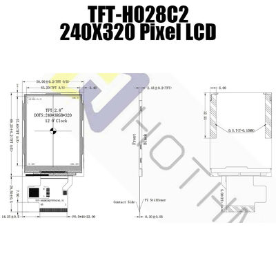 280cd/m2 2.8 Inch Liquid Crystal Display Module , 240x320 TFT Panel Display TFT-H028C2QVTST3N45