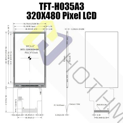 Multipurpose 3.5&quot; TFT LCD Display Sunlight Readable With Compatible Interface TFT-H035A3HVIST5N50
