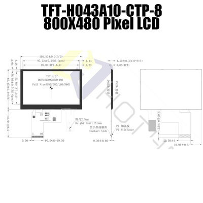 800x480 4.3 Inch TFT LCD Projected Capacitive Touch Screen Module TFT-H043A10SVIST5C40