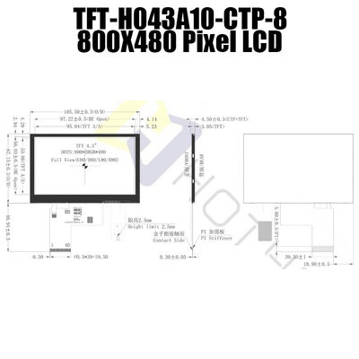 800x480 4.3 Inch TFT LCD Projected Capacitive Touch Screen Module TFT-H043A10SVIST5C40
