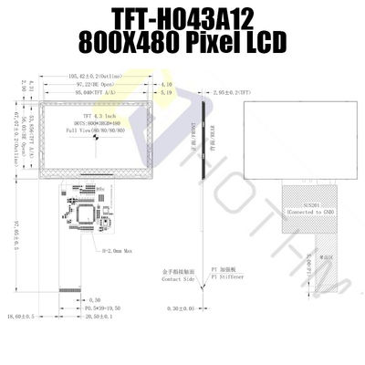 IC ST7262 Color 4.3 Inch TFT LCD Modules 800x480 TFT-H043A12SVILT5N40