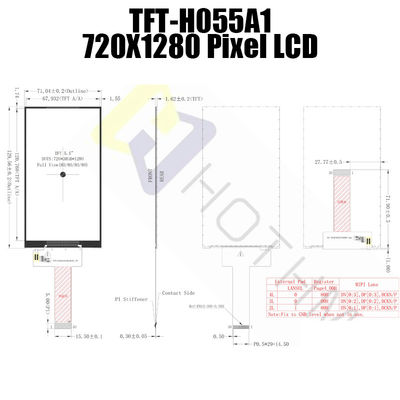 5.5 Inch 720x1280 IPS TFT LCD High Brightness Display IC ILI9881