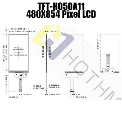 Vertical 5 Inch TFT LCD Display 480x854 Dots IC ST7701S/TFT-H050A11FWIST5N20