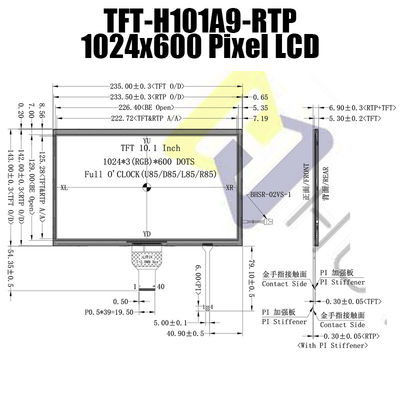 10.1 Inch LVDS IPS Sunlight Readable LCD Display With Resistive Touch Panel H101A9WSIFTKR40