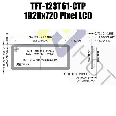 IPS TFT LCD Module HDMI 12.3 Inch 1920x720 Sunlight Readable Pcap Monitor TFT Display