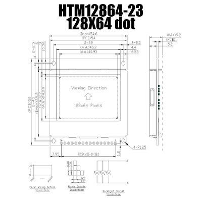 COG 128X64 SPI Graphical Display LCD , ST7565 STN LCD Display