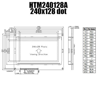 Industrial 240x128 Graphic LCD , T6963C STN LCD Display MCU / 8bit