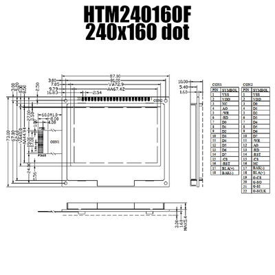 Instrumentation 240X160 FSTN LCD Display Graphic Module With IC ST7529