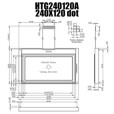 240X120 LCD Module TFT Graphic With Side White Backlight HTG240120A