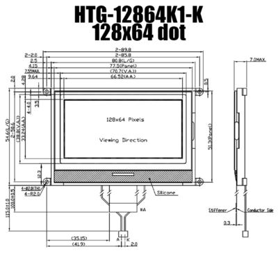 128X64 LCD COG Display , Positive Gray Reflective LCD Screen HTG12864K1-K