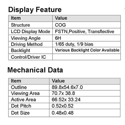 128X64 LCD COG Display , Positive Gray Reflective LCD Screen HTG12864K1-K