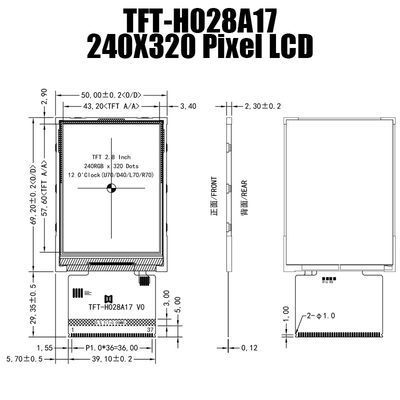 2.8 Inch 240x320 MCU TFT Display Module ST7789/TFT-H028A17QVTST2N37