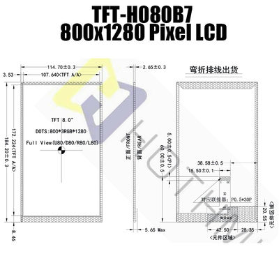 8.0 Inch 800x1280 IPS LCD Display MIPI NV3051F1 Technology TFT Module