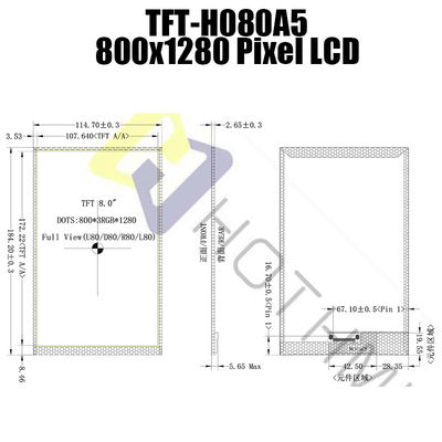 MIPI JD9365 TFT LCD Display Sunlight Readable For Industrial Control