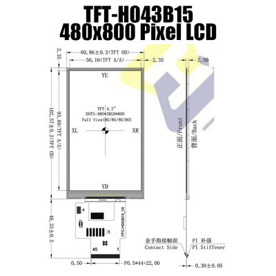 4.3 Inch TFT LCD Display Module 480X800 Manufacturer For Instrumentation