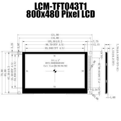 4.3 Inch 800x480 IPS TFT LCD Panel with Controller Board SSD1963