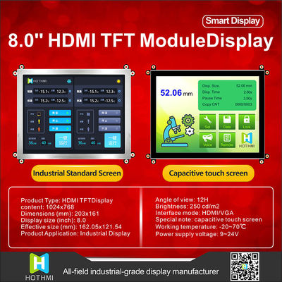 8&quot; Inch HDMI TFT LCD 1024x768 Sunlight Readable For Applications Industrial Display