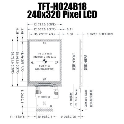 2.4 Inch IPS 240x320 TFT Display Panel ST7789V Sunlight Readable For Industrial Control