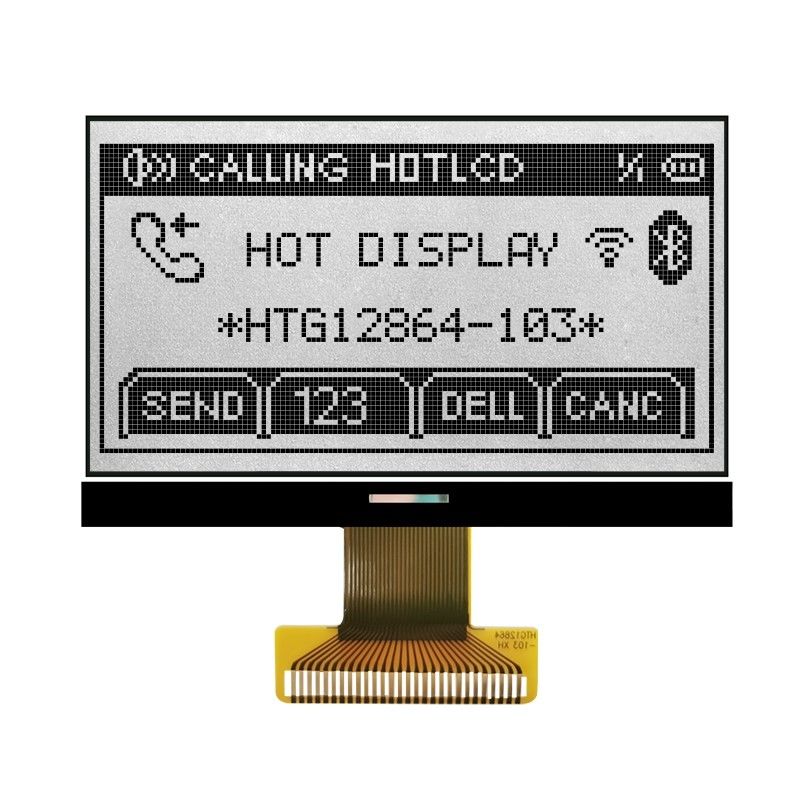 128X64 Gray COG LCD Module Graphic 66.52x33.24mm ST7565P HTG12864-103