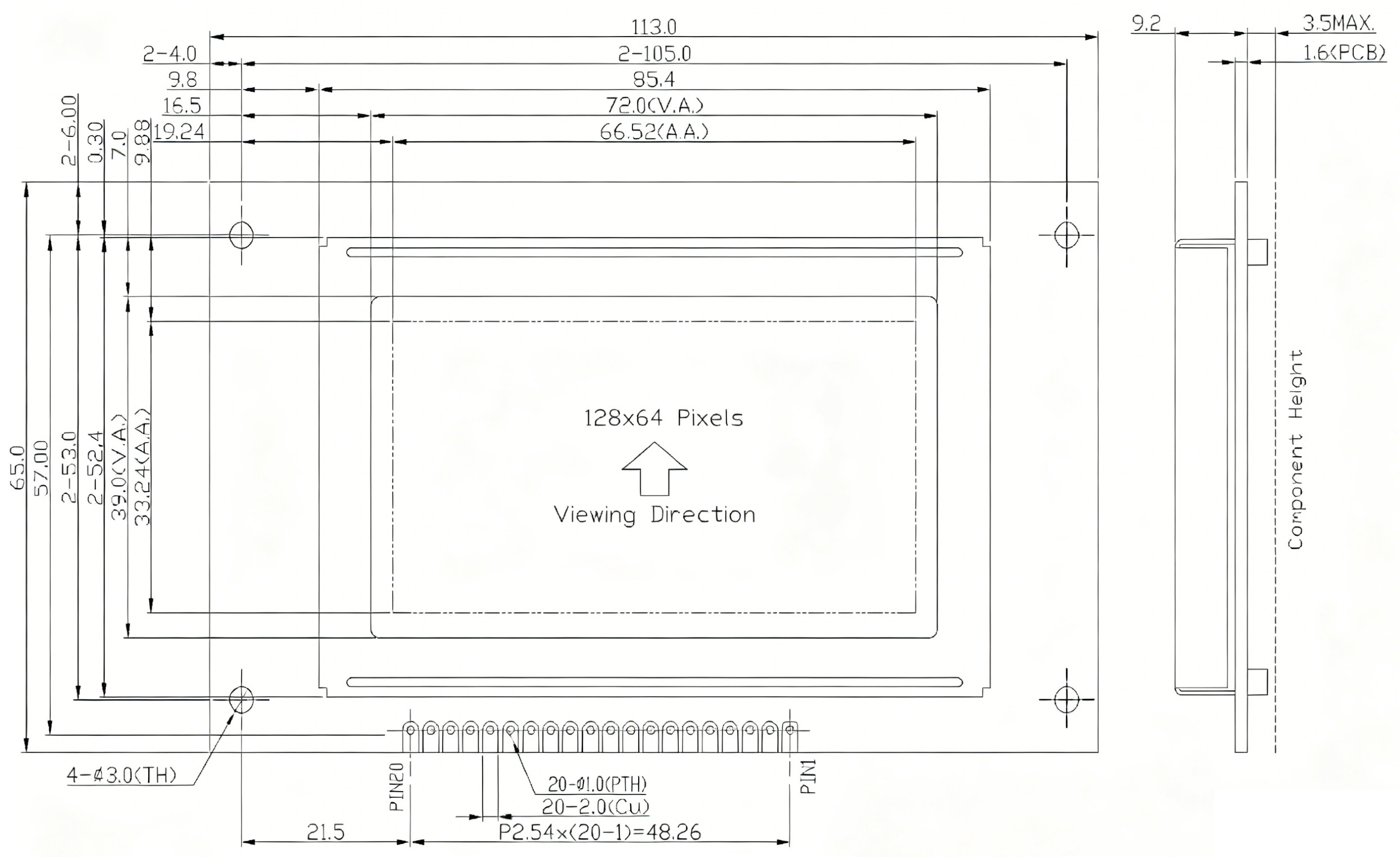 128X64 Graphic LCD Module-drawing