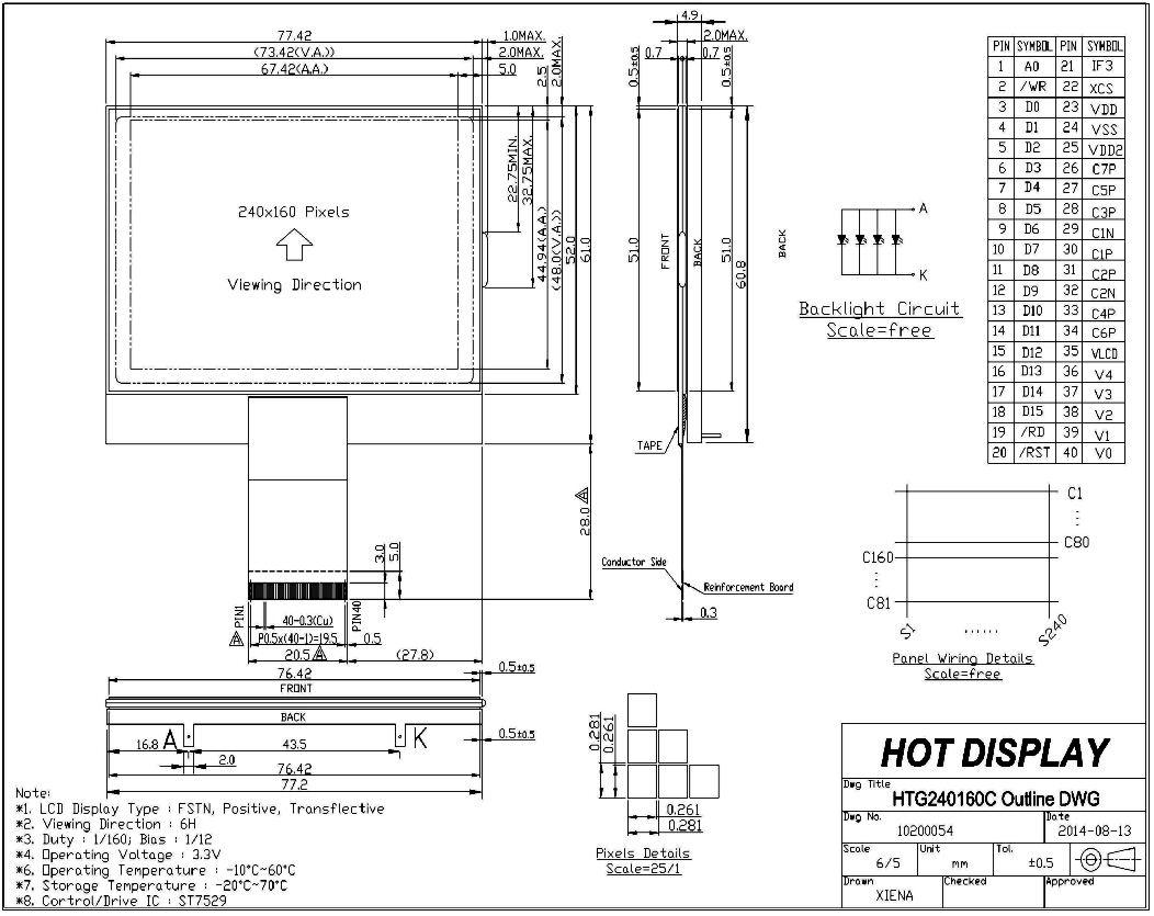 240x160 COG LCD display 240x160 COG LCD display
