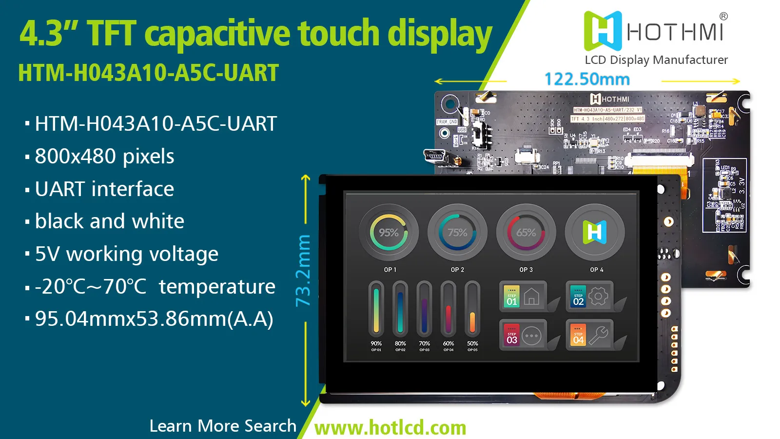 4.3 inch Industrial Capacitive Touch Display(HTM-H043A10-A5C-UART)