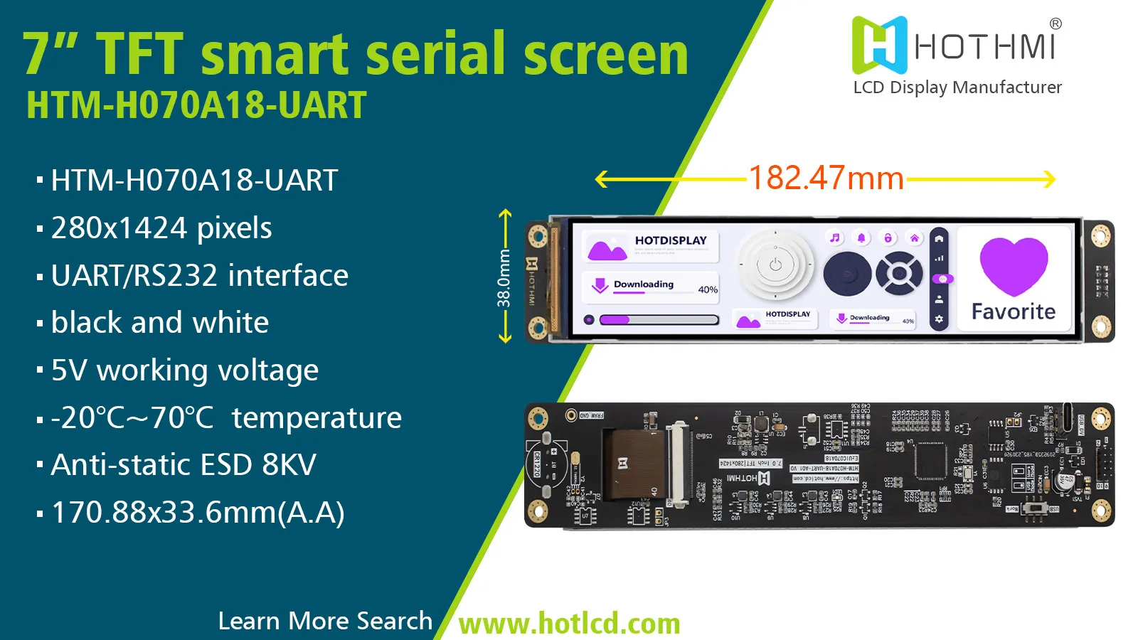 7 inch Industrial grade Smart Display(HTM-H070A18-UART)