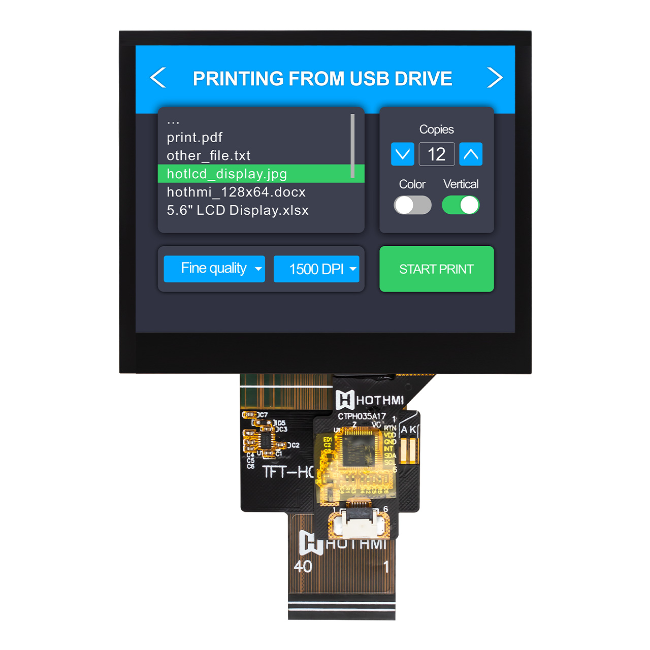 3.5" IPS TFT LCD Module 640x480 RGB ST7703 Capacitive Touch Panel - Image 2