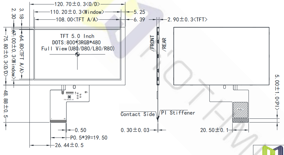 5 inch display screen