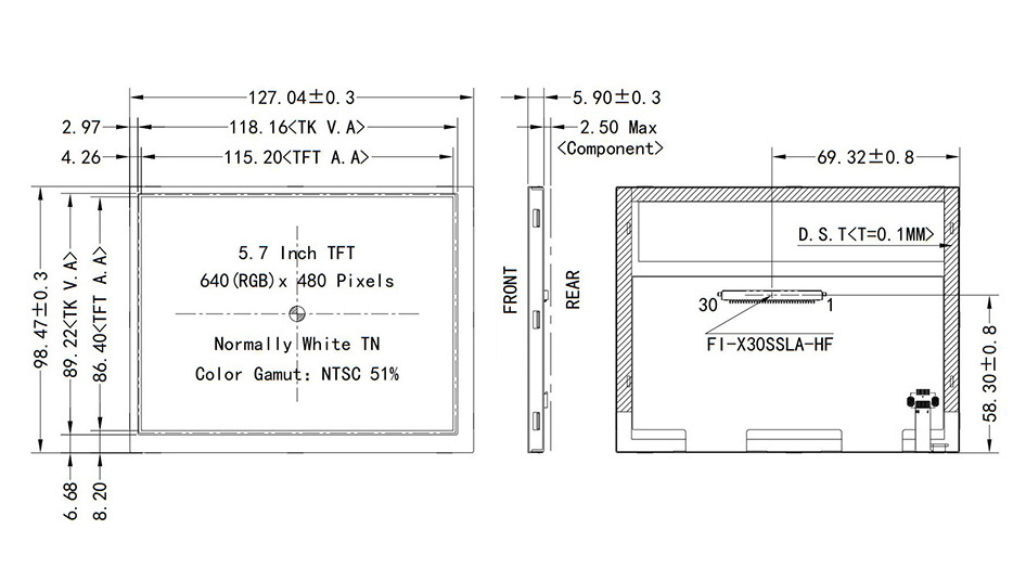 5.7 inch Sunlight Readable LCD 640x480 TFT Display