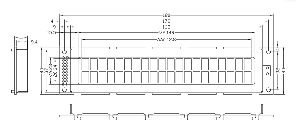 20x2-LCD-Display-Monochrome-Module-STN-Yellow-ST7066U