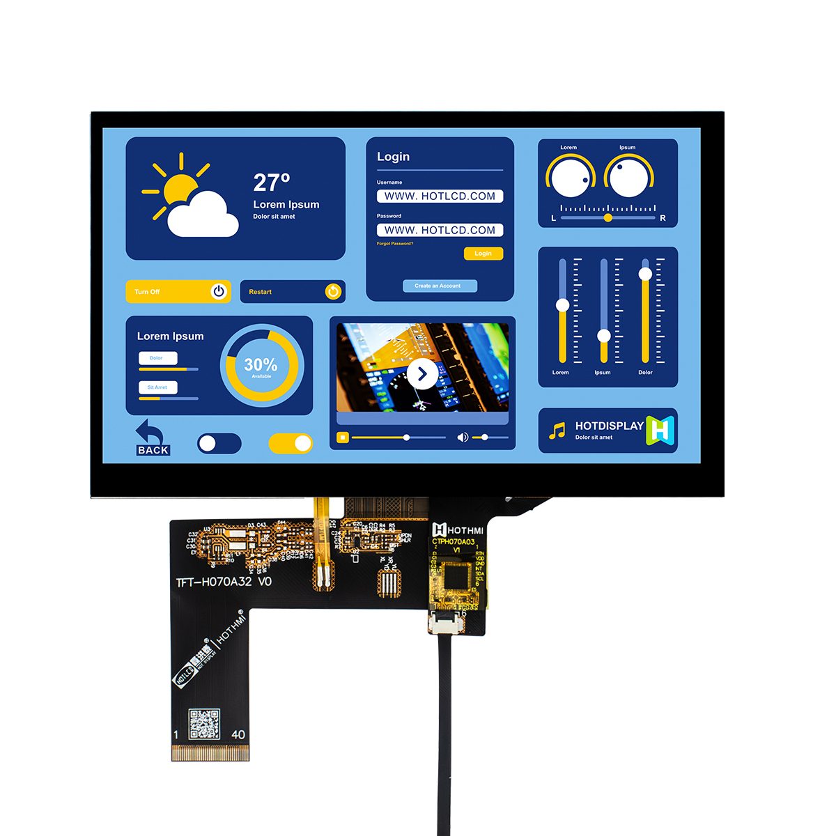 7 inch Display High Brightness LCD 40 pin - Image 3