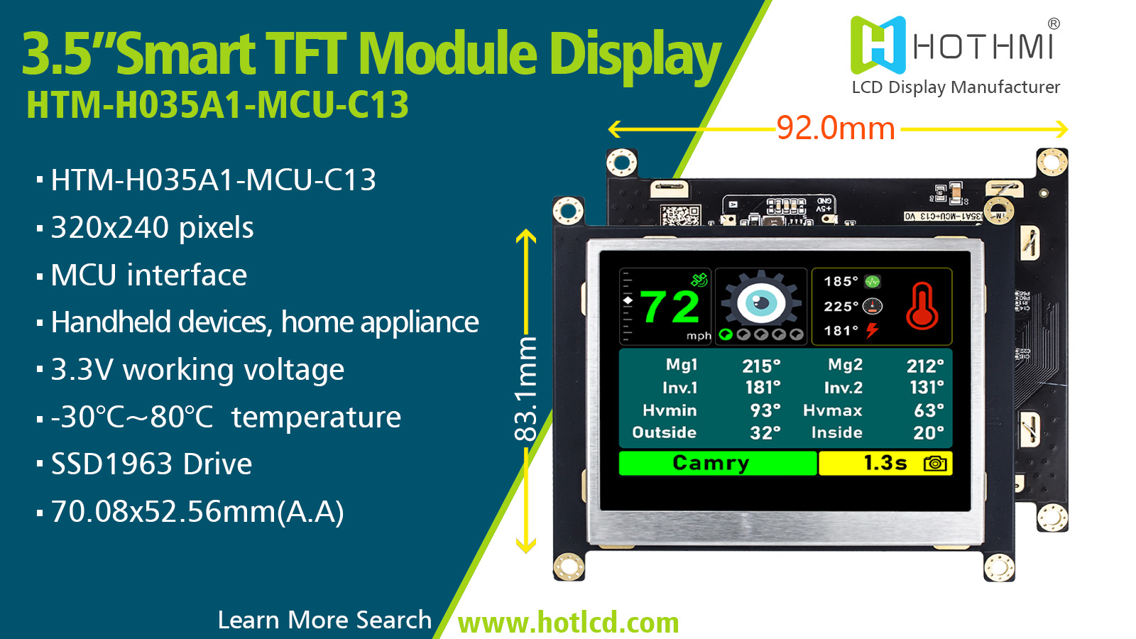 3.5 inch TFT Display Module Arduino(HTM-H035A1-MCU-C13)
