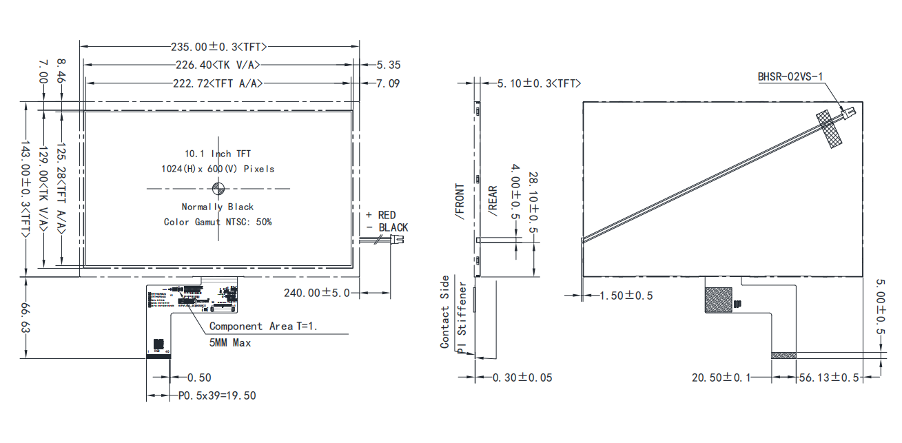 10.1 inch Sunlight Readable LCD Display IPS