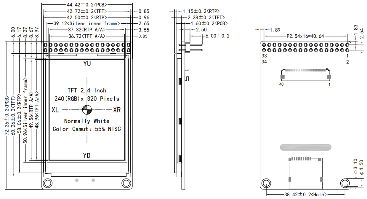 2.4 inch Resistive Touchscreen TFT LCD MCU ST7789