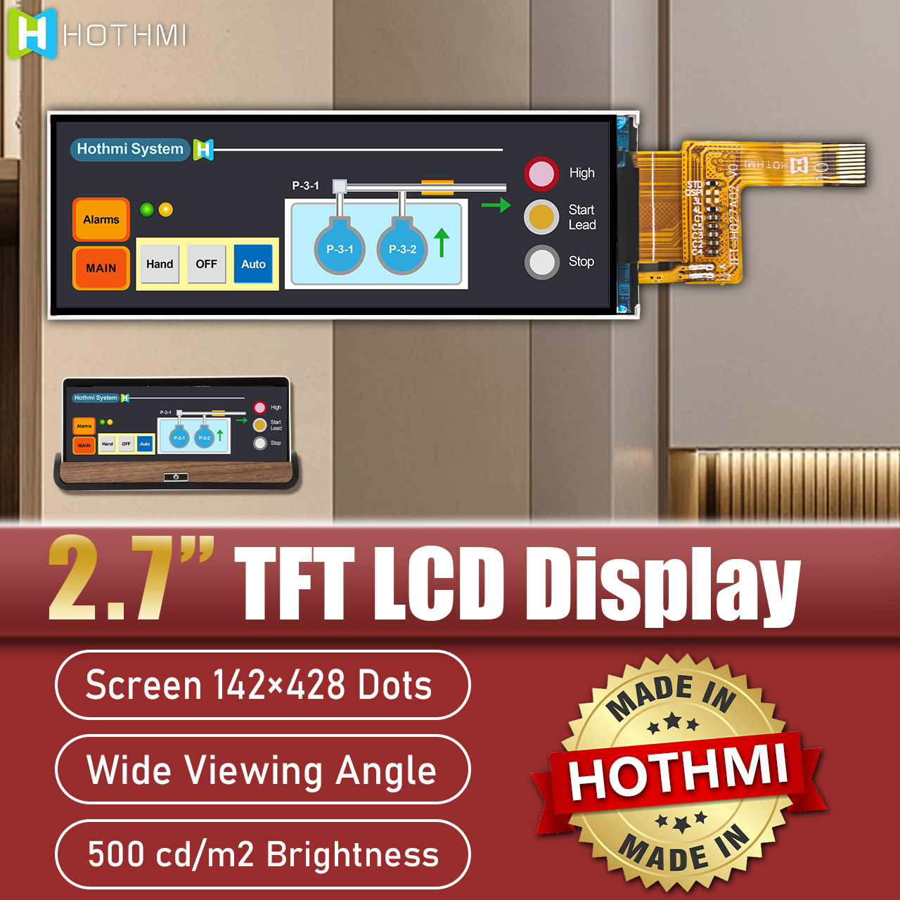 2.7 inch IPS LCD Screen 142 x 428 SPI NV3007
