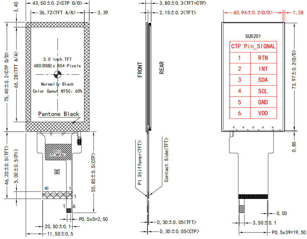 3 inch IPS Touch Display 480×854 RGB ST7701