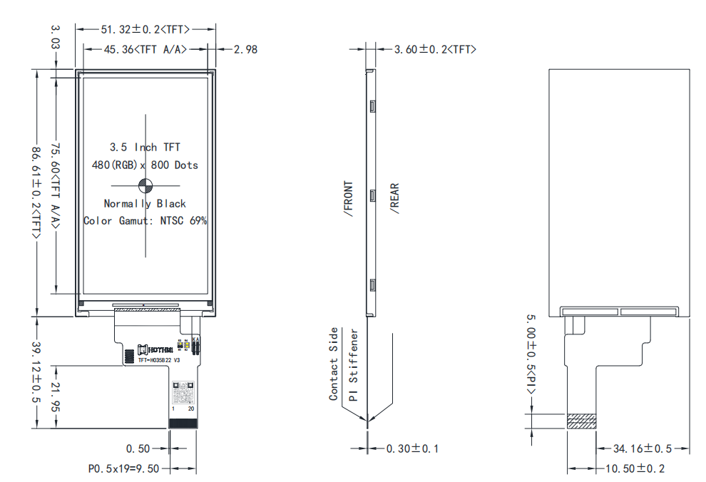3.5 inch Sunlight Readable TFT MIPI ST7701S