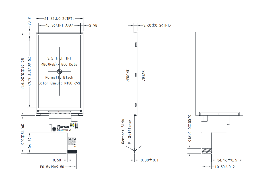 3.5 inch Sunlight Readable TFT MIPI ST7701S