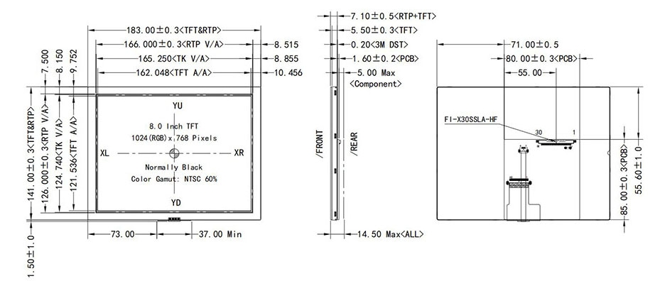 8 inch LVDS LCD Display Sunlight Readable