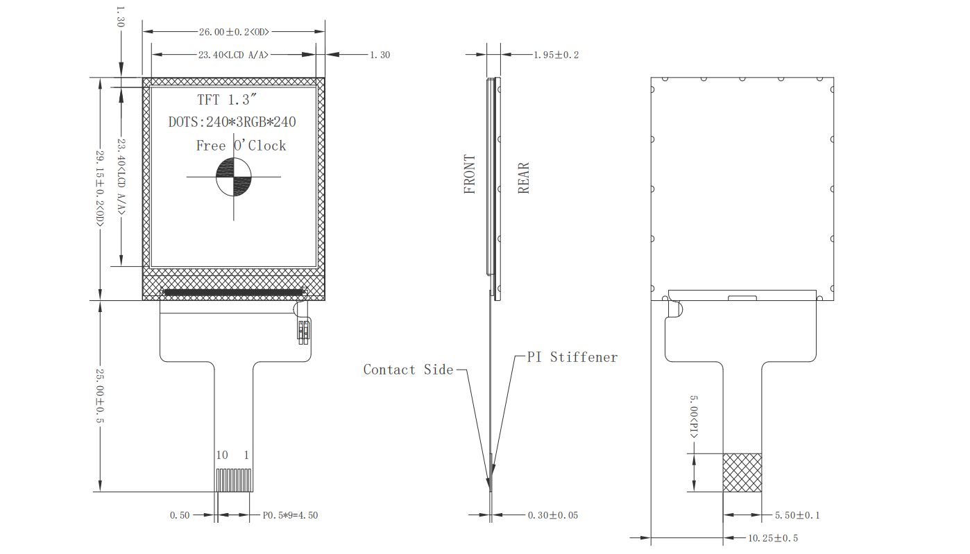 Square Display 1.3inch SPI TFT LCD ST7789H2